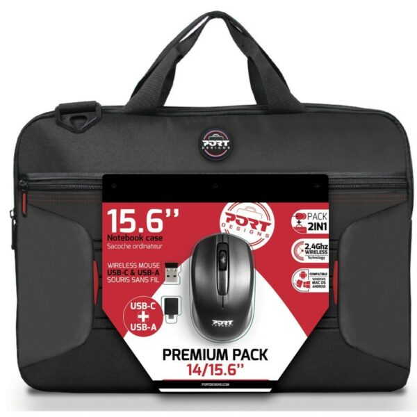 BOLSA + MOUSE PORT DESIGN 14/15,6' PRETO