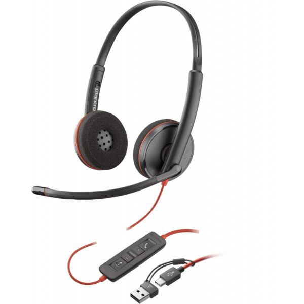 HS POLY BW C3220 STEREO USB-C + ADAPTADOR USB-C/A