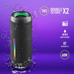 COLUNA SOM NGS BT ROLLER FURIA 3 USB/FM/TF/AUX IN 60W PRETO