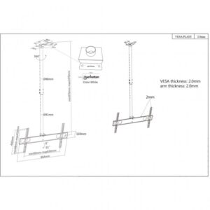 SUPORTE TV MANHT. 37' a 70' máx.50Kg ajustável, TETO, 360º