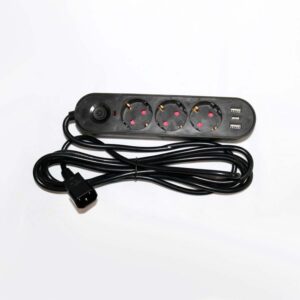 BLOCO DE TOMADAS 3WAY 3 METROS C/I PRETA 2X USB