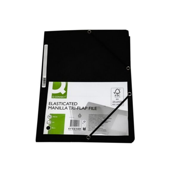 .ME PASTA DE ELASTICOS Q-CONNECT DIN A4 COM ABAS PRETO